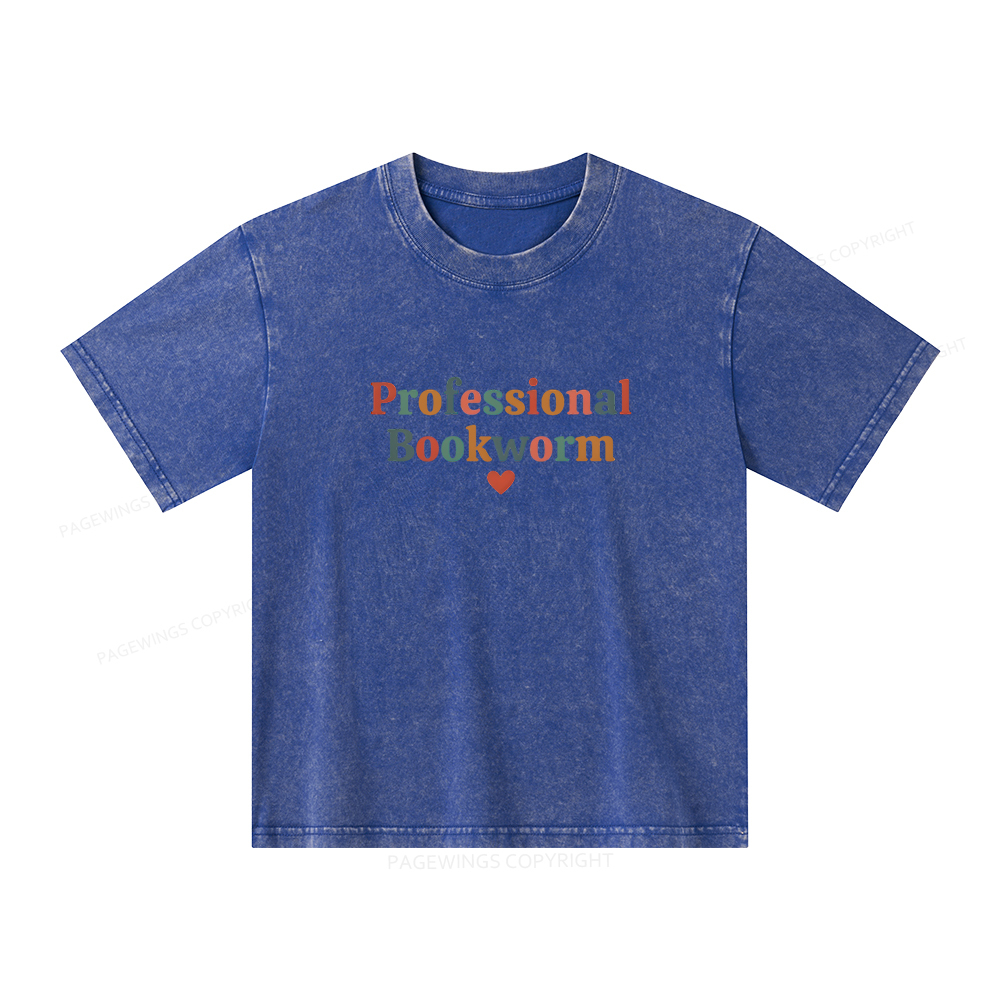 Pagewings Professional Bookworm Unisex Kids Washed T-shirt
