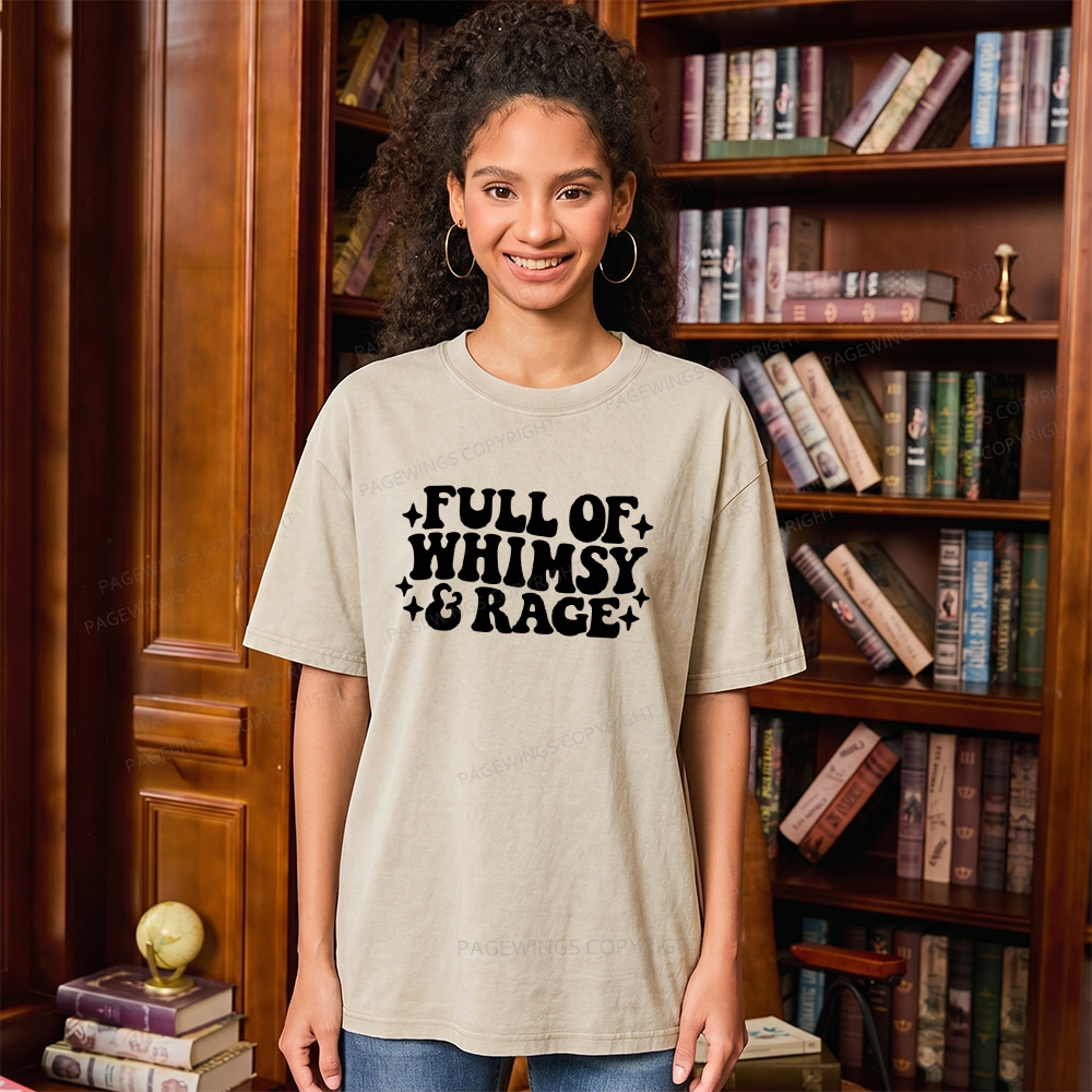Pagewings Full Of Whimsy And Rage Unisex Washed T-shirt