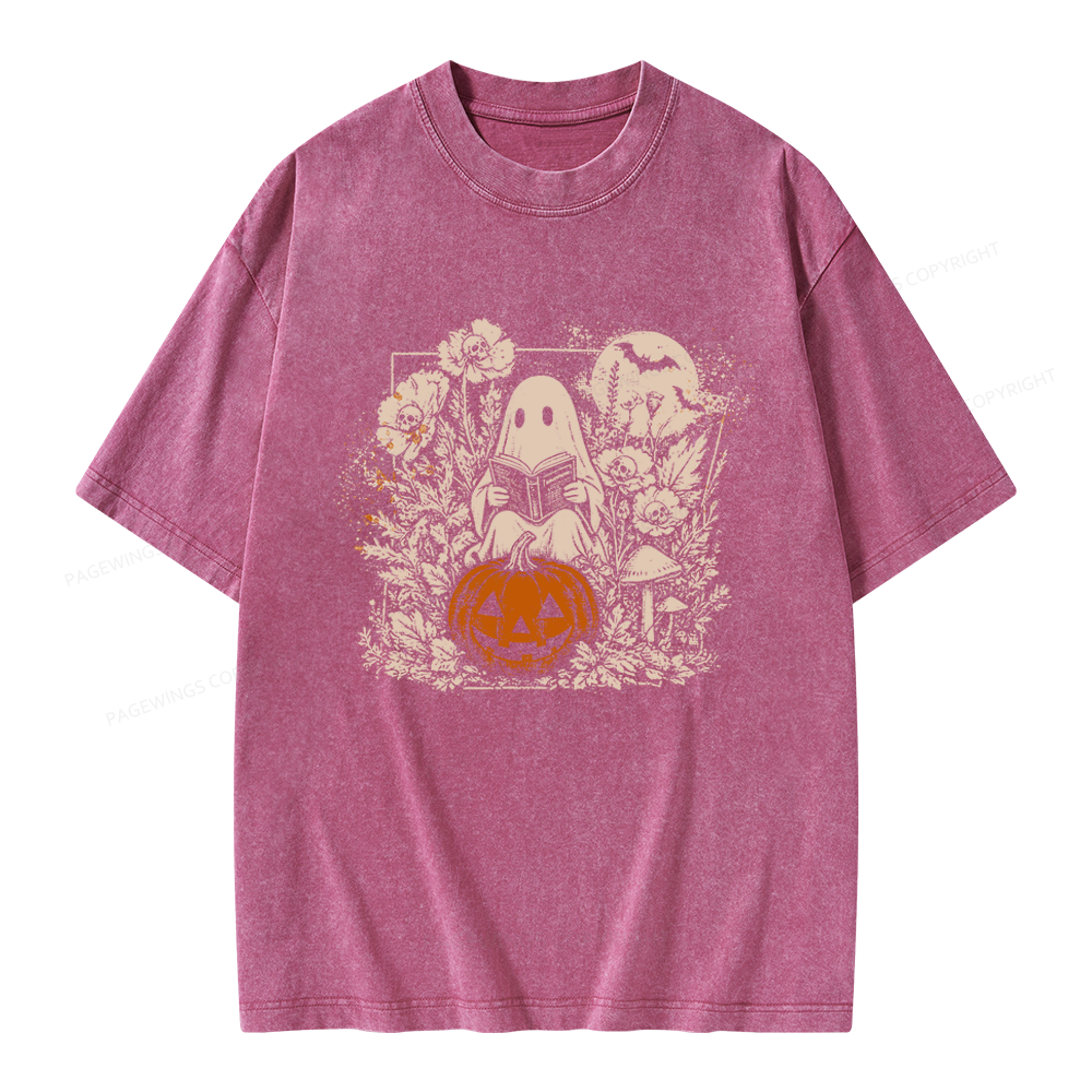 Pagewings Halloween Fall Ghost Unisex Washed T-shirt