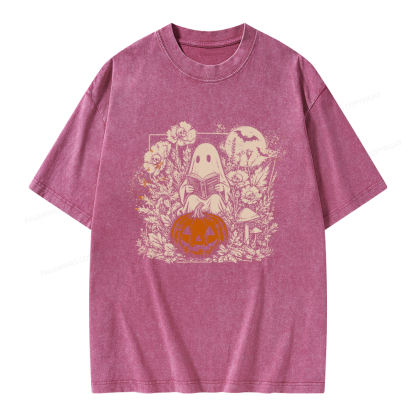 Pagewings Halloween Fall Ghost Unisex Washed T-shirt