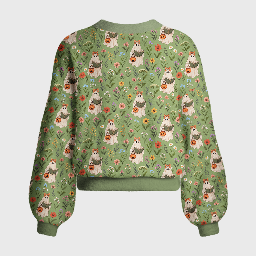 Pagewings Ghosts Love Reading Women's Cardigan Sweater