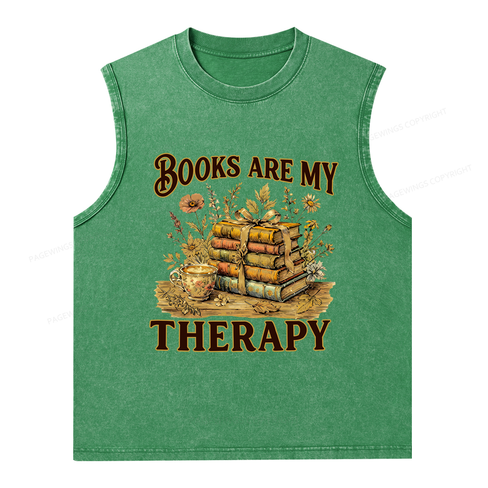 Pagewings Books Are My Therapy Unisex Washed Tank Top