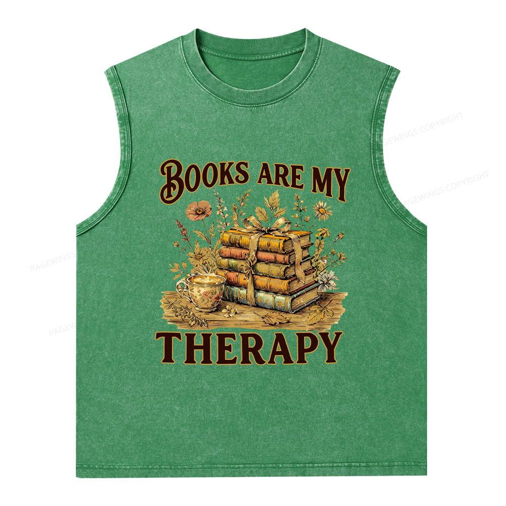 Pagewings Books Are My Therapy Unisex Washed Tank Top