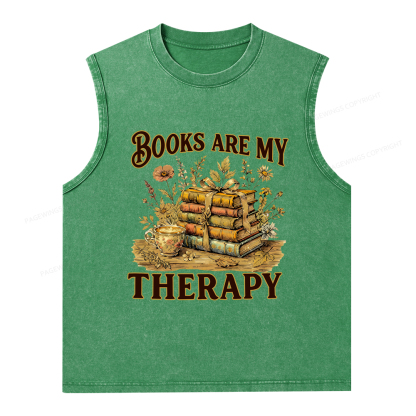 Pagewings Books Are My Therapy Unisex Washed Tank Top