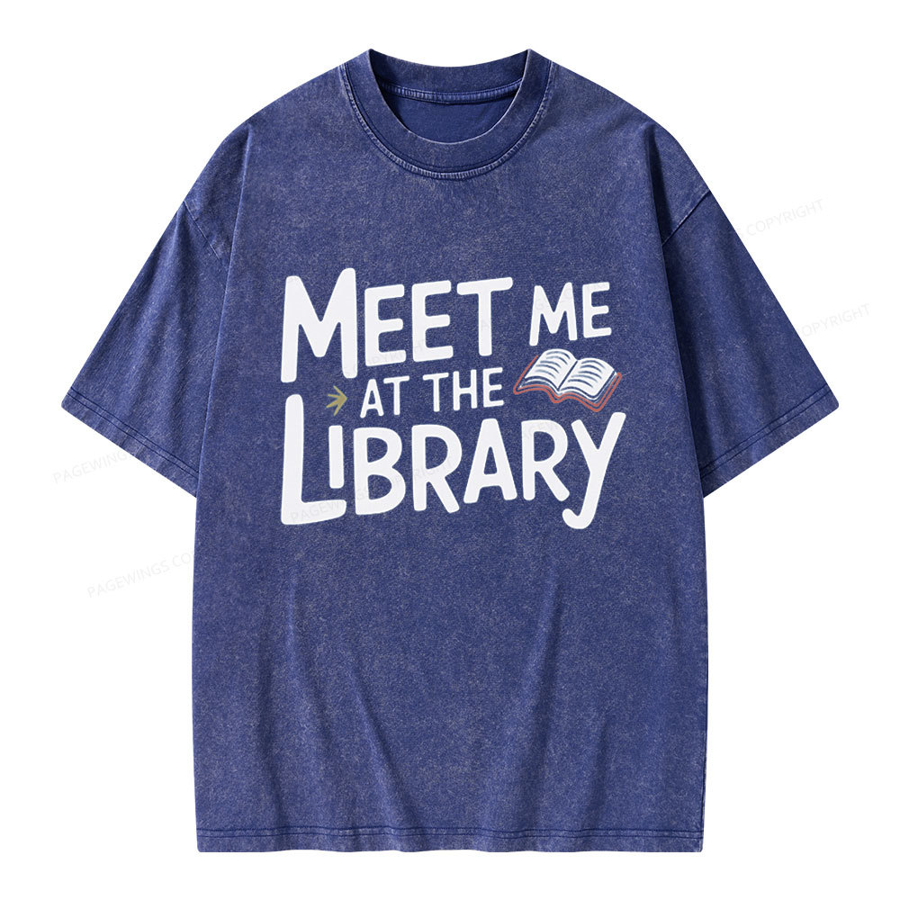 Pagewings Meet Me At The Library  Unisex Washed T-shirt