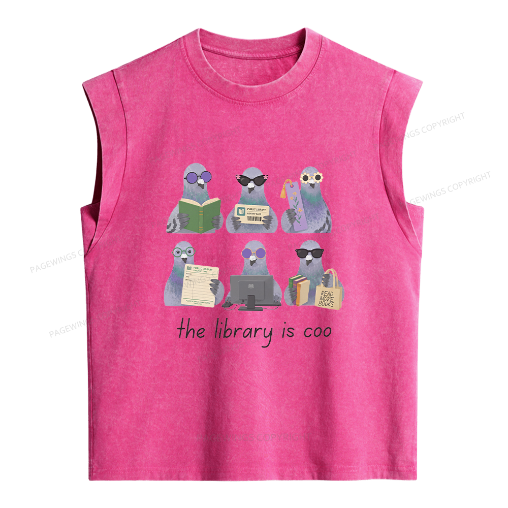 Pagewings Librarian Pigeon Women's Washed Tank Top