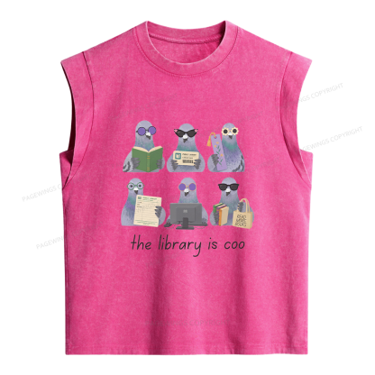 Pagewings Librarian Pigeon Women's Washed Tank Top