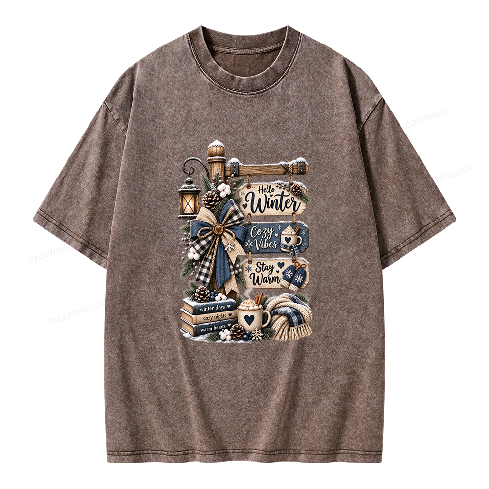 Pagewings Hello Winter Unisex Washed T-shirt