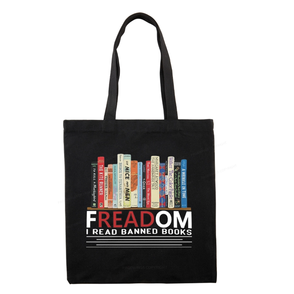 Pagewings Freadom I Read Banned Books Tote Bag