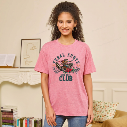 Pagewings Feral Aunt Social Book Club Unisex Heather T-Shirt