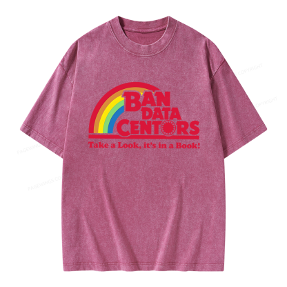 Pagewings Ban Data Centers Read Books Unisex Washed T-shirt