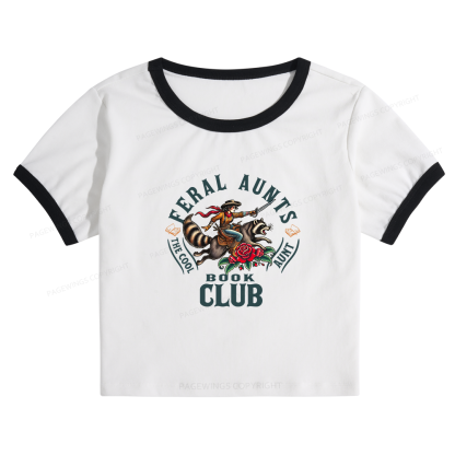 Pagewings Feral Aunt Social Book Club Baby Tee Cropped Ringer T-Shirt