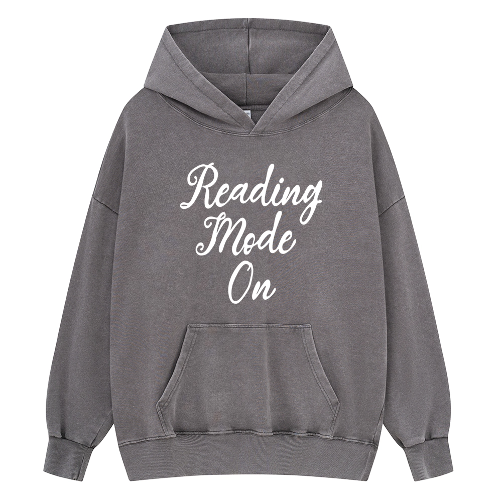 Pagewings Book Reading Mode On Unisex Washed Hoodie