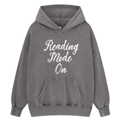 Pagewings Book Reading Mode On Unisex Washed Hoodie