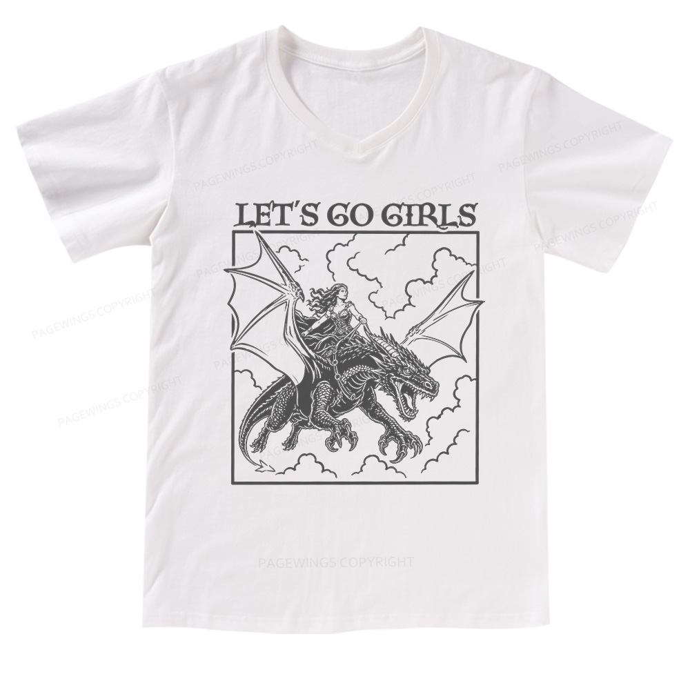 Pagewing Let's Go Girls V-neck T-shirt