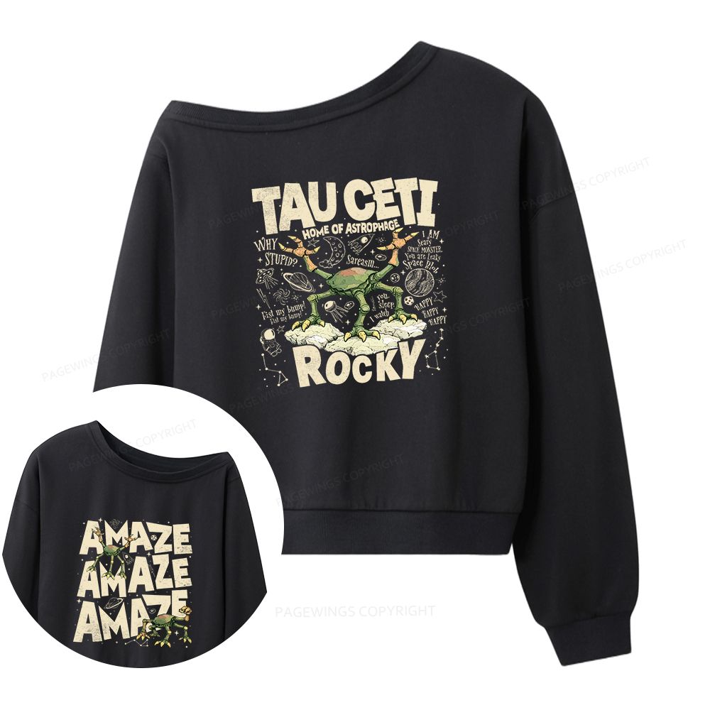 Pagewings Rocky Tau Ceti Home of Astrophage Women Off Shoulder Sweatshirt