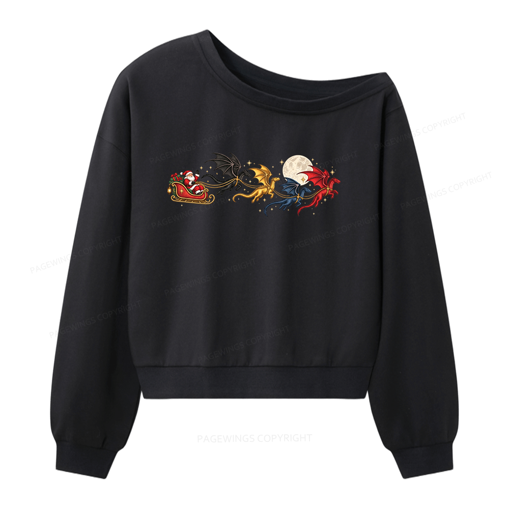 Pagewings Dragon Rider Book Fan Women Off Shoulder Sweatshirt