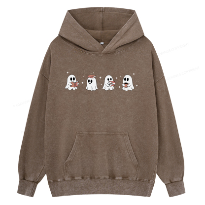 Pagewings Bookish Ghost Unisex Washed Hoodie