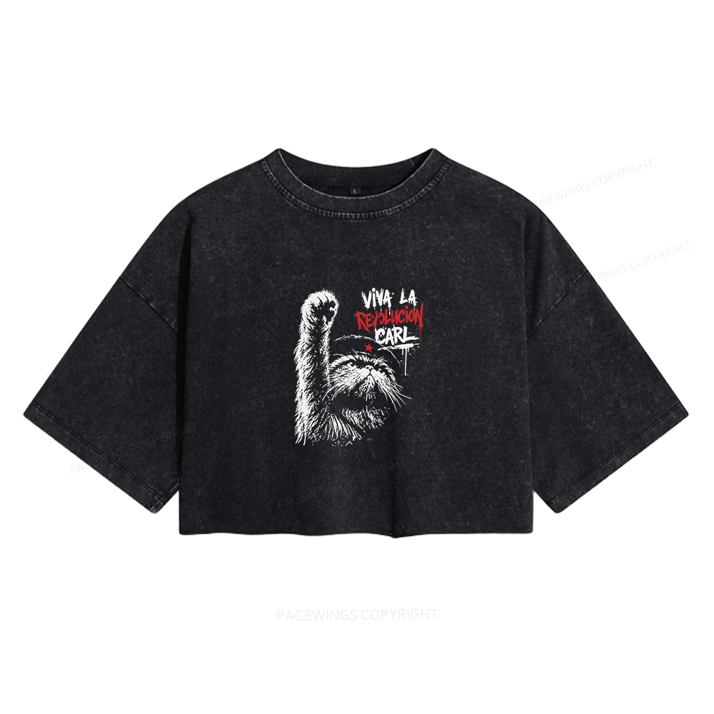 Pagewings Sci Fi Lover Women's Washed Cropped T-shirt