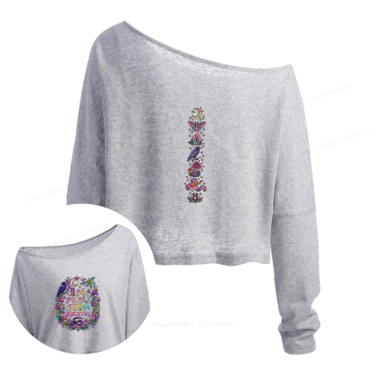 Pagewings I Find Your Lack Of Whimsy Slouchy Long Sleeve Off Shoulder T-shirt