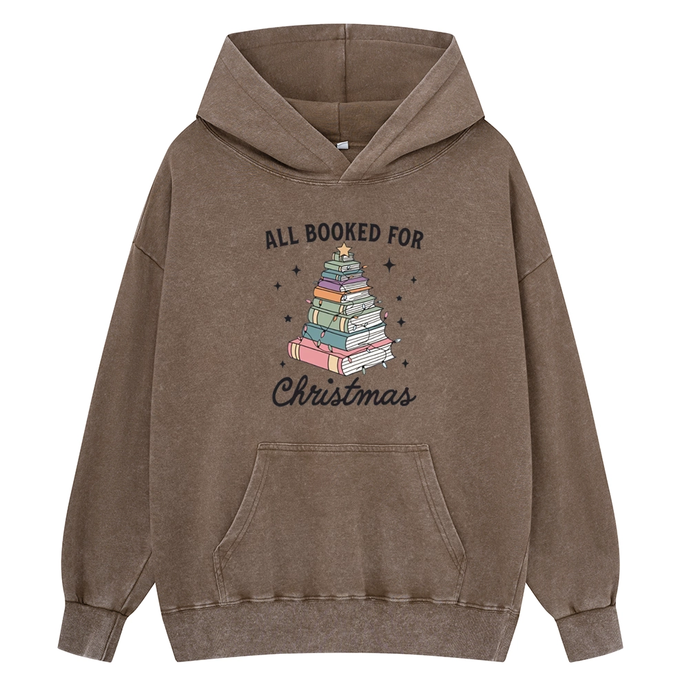 Pagewings All Booked For Christmas Unisex Washed Hoodie