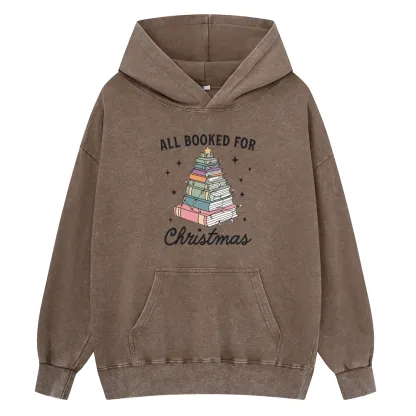 Pagewings All Booked For Christmas Unisex Washed Hoodie