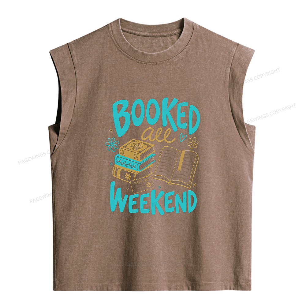 Pagewings Booked All Weekend  Women's Washed Tank Top
