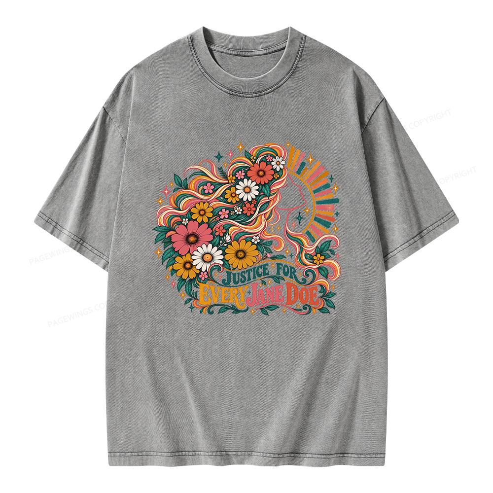 Pagewings Justice for Every Jane Doe Unisex Washed T-shirt