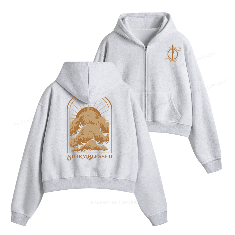Pagewings Storm Fantasy Book Lover Fleece Zip-Up Hoodie