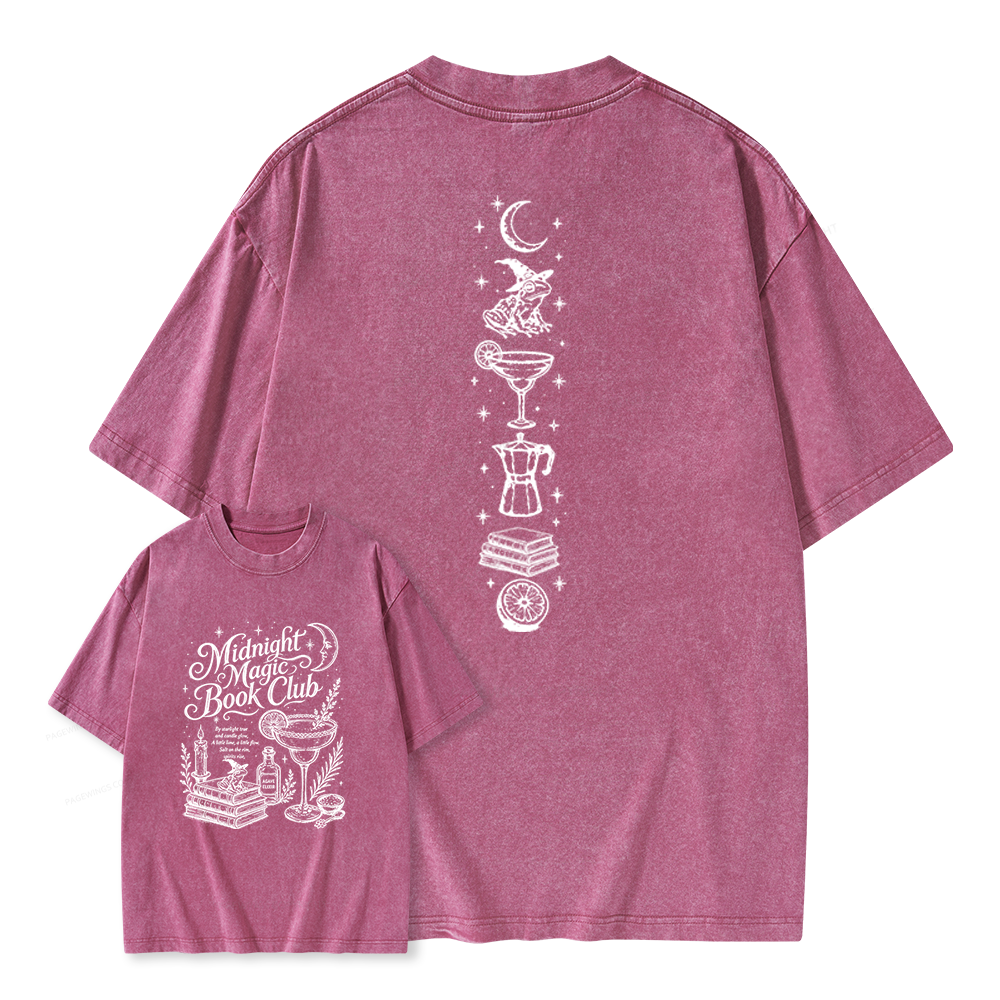 Pagewings Midnight Magic Book Club Unisex Washed T-shirt