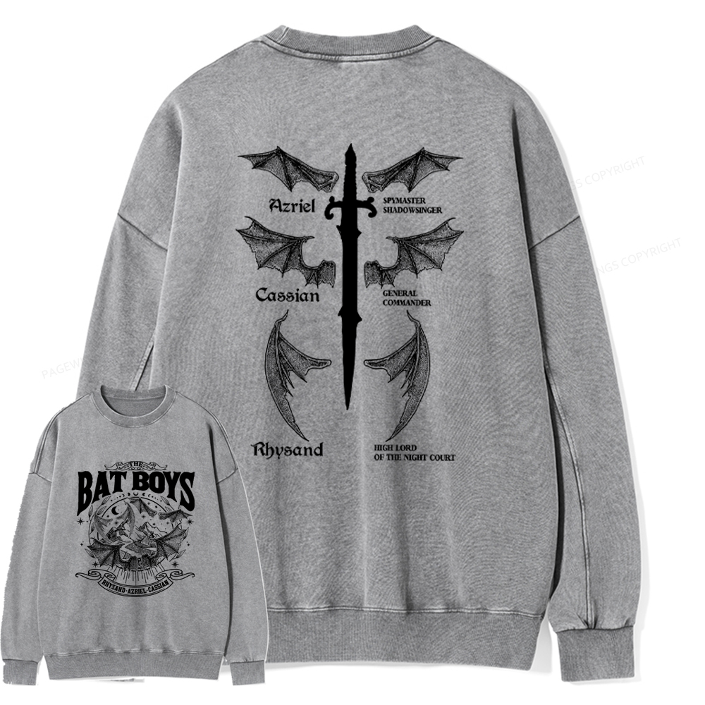 Pagewings Bat Boys Unisex Washed Sweatshirt