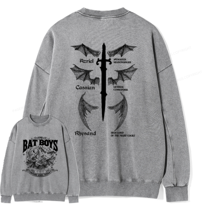 Pagewings Bat Boys Unisex Washed Sweatshirt