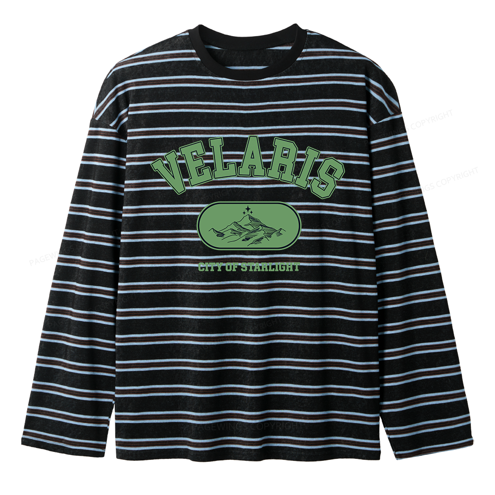 Pagewings Fantasy Book Lover Unisex Washed T-shirt Unisex Striped Long Sleeve T-Shirt