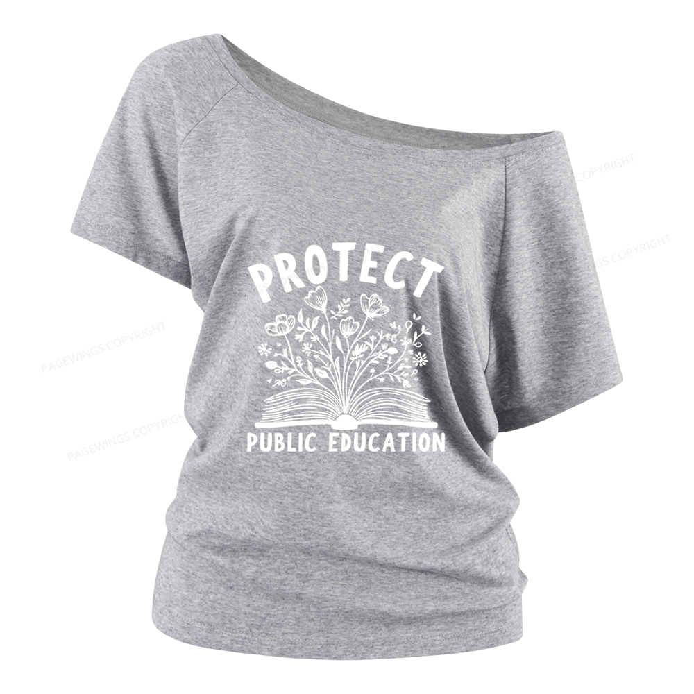 Pagewings Protect Public Education Women Off Shoulder T-shirts