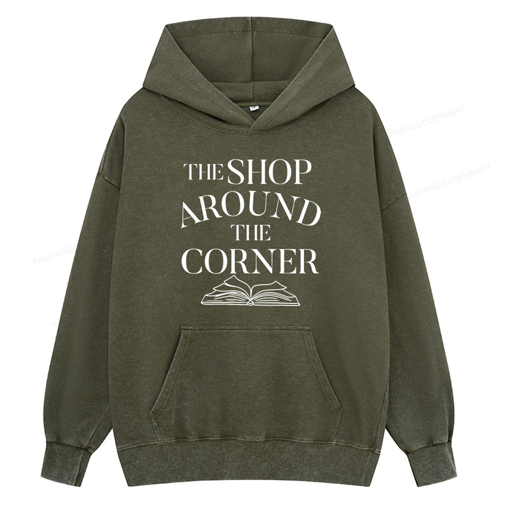 Pagewings The Shop Around The Corner Bookworm Unisex Washed Hoodie