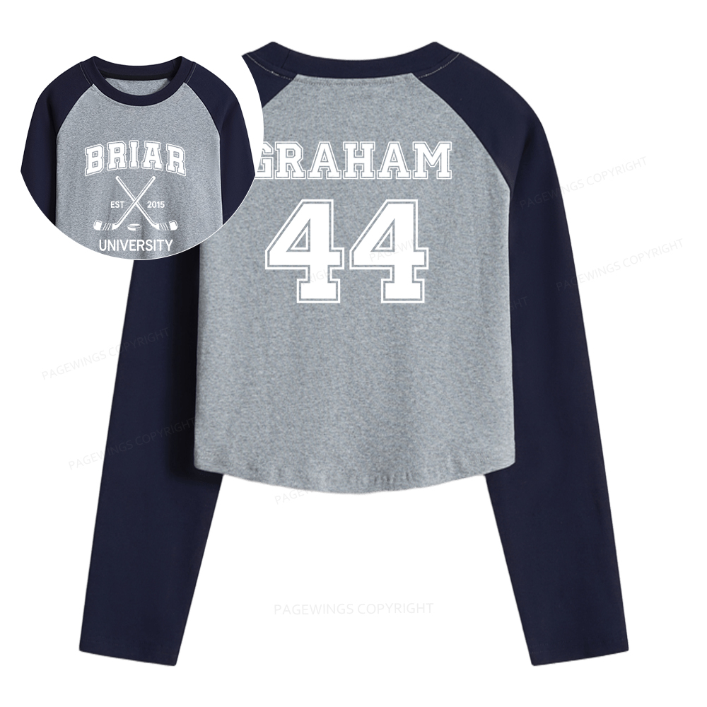 Pagewings Hockey Romance Women Long Sleeve Crop Raglan T-shirt