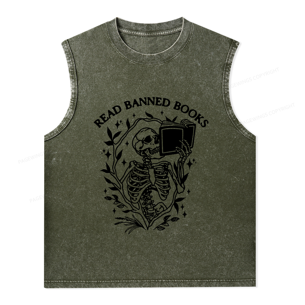 Pagewings Ban The Fascists Save The Books Unisex Washed Tank Top