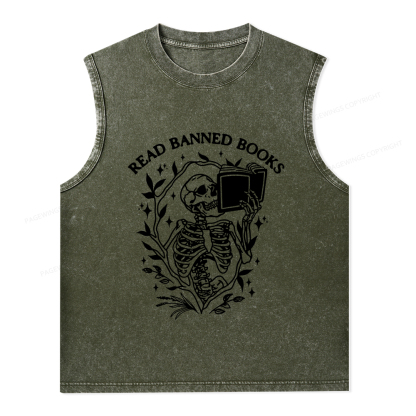 Pagewings Ban The Fascists Save The Books Unisex Washed Tank Top