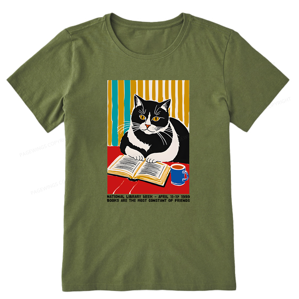 Pagewings Ational Library Week Cat Poster Unisex Classic T-shirt