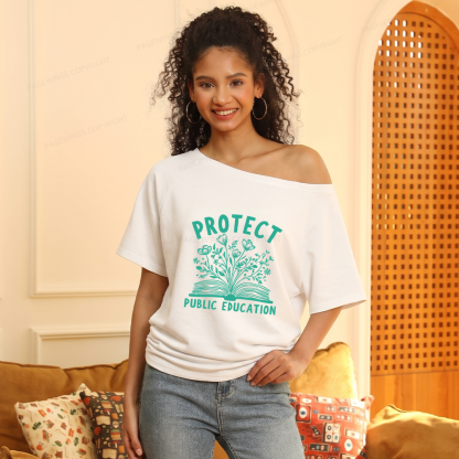 Pagewings Protect Public Education Women Off Shoulder T-shirts