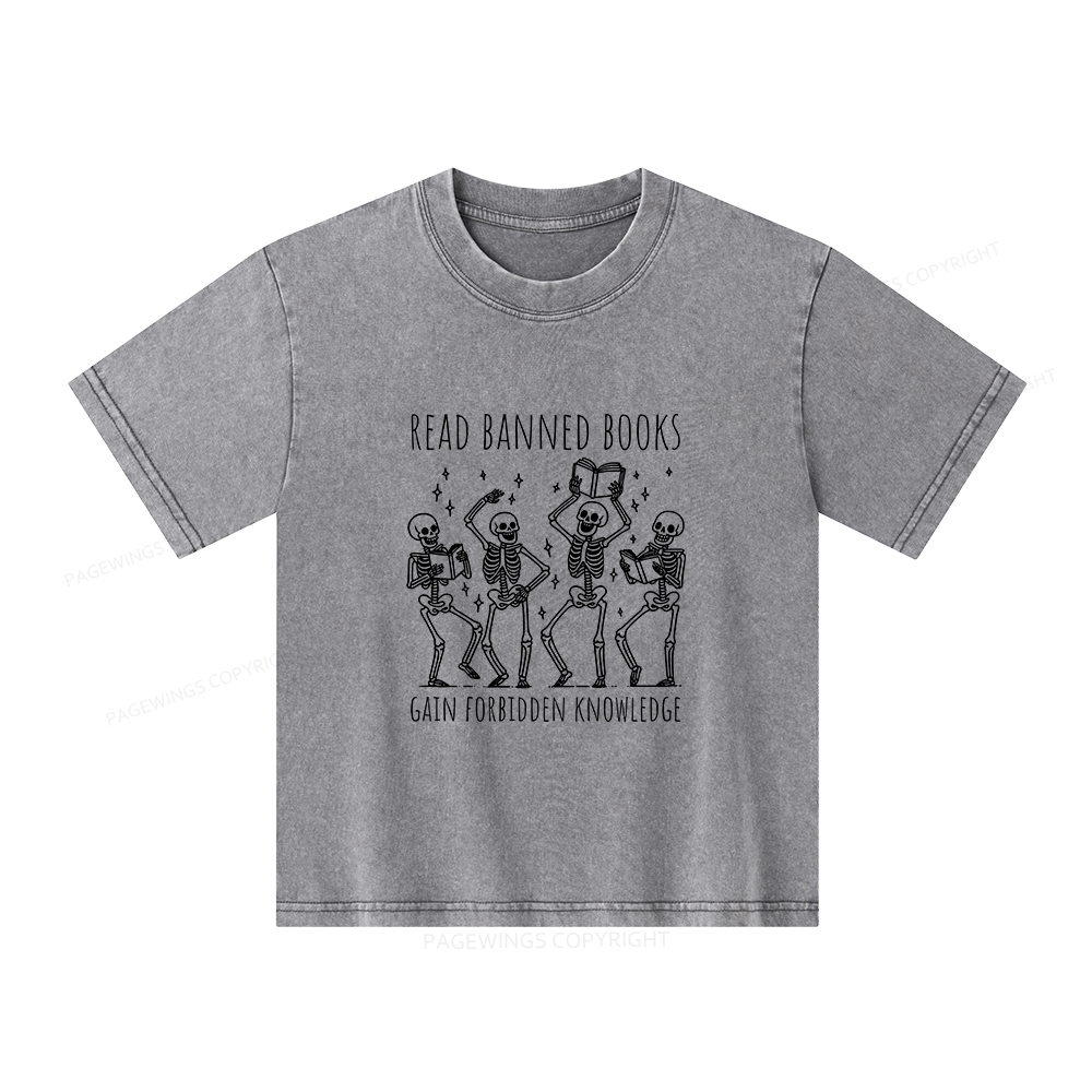 Pagewings Reading Books Tee Book Lover Gift Unisex Kids Washed T-shirt