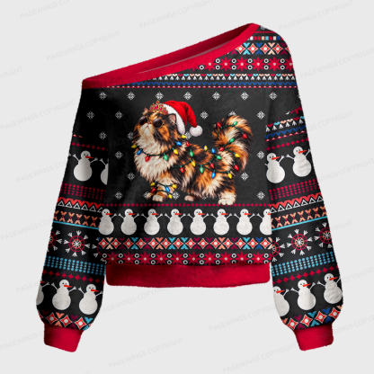 Pagewings Sci Fi Book Lover Off Shoulder Ugly Knit Sweater