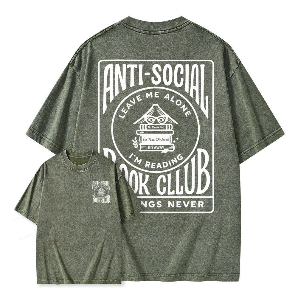 Pagewings Anti-Social Book Club Unisex Washed T-shirt