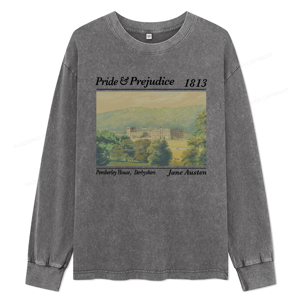 Pagewings Pemberley House Unisex Washed Long Sleeve T-shirt