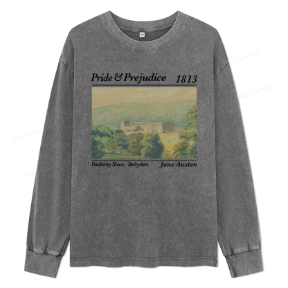 Pagewings Pemberley House Unisex Washed Long Sleeve T-shirt