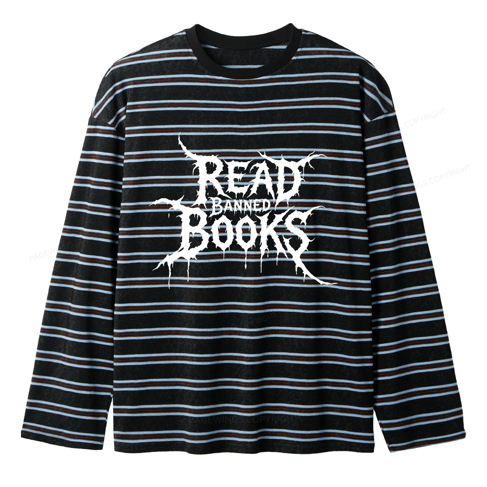 Pagewings Read Banned Books Unisex Striped Long Sleeve T-Shirt