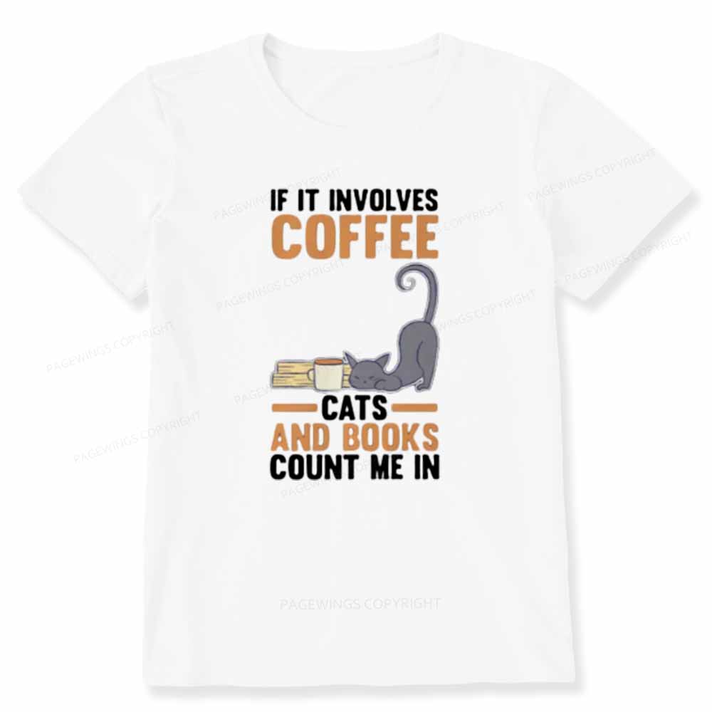 Pagewings Cats Reading Books Coffee Unisex Classic T-shirt
