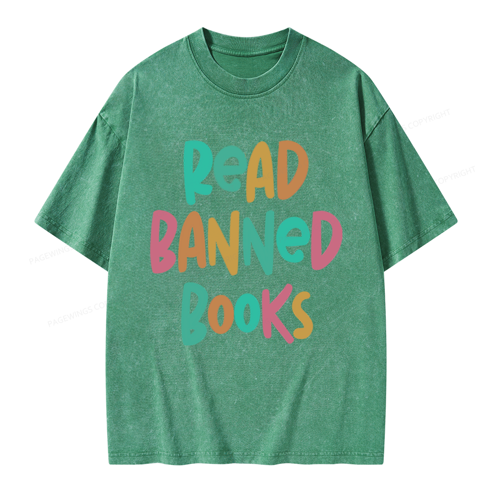 Pagewings Read Banned Books Unisex Washed T-shirt