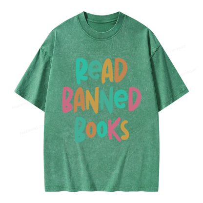 Pagewings Read Banned Books Unisex Washed T-shirt