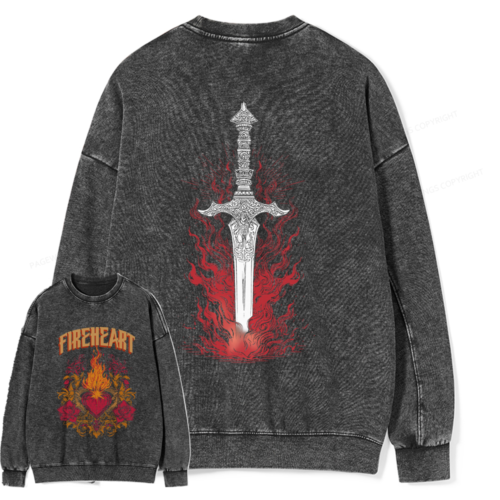 Pagewings Fireheart Unisex Washed Sweatshirt